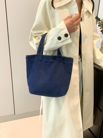 Denim torba za ručno držanje, poklon, minimalistički stil, moderna i trendi torba s velikom kapacitetom, umjetnička ženska torba, korejski i zapadni stil, platnena torba za svakodnevnu upotrebu