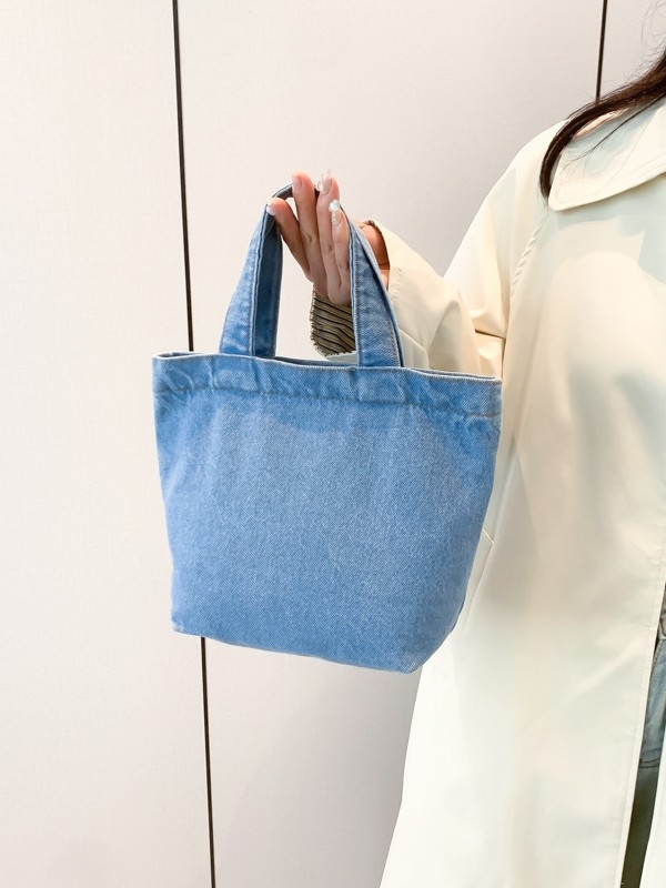 Denim torba za ručno držanje, poklon, minimalistički stil, moderna i trendi torba s velikom kapacitetom, umjetnička ženska torba, korejski i zapadni stil, platnena torba za svakodnevnu upotrebu