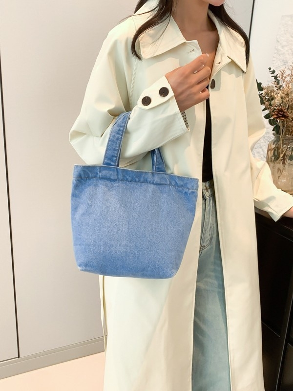 Denim torba za ručno držanje, poklon, minimalistički stil, moderna i trendi torba s velikom kapacitetom, umjetnička ženska torba, korejski i zapadni stil, platnena torba za svakodnevnu upotrebu