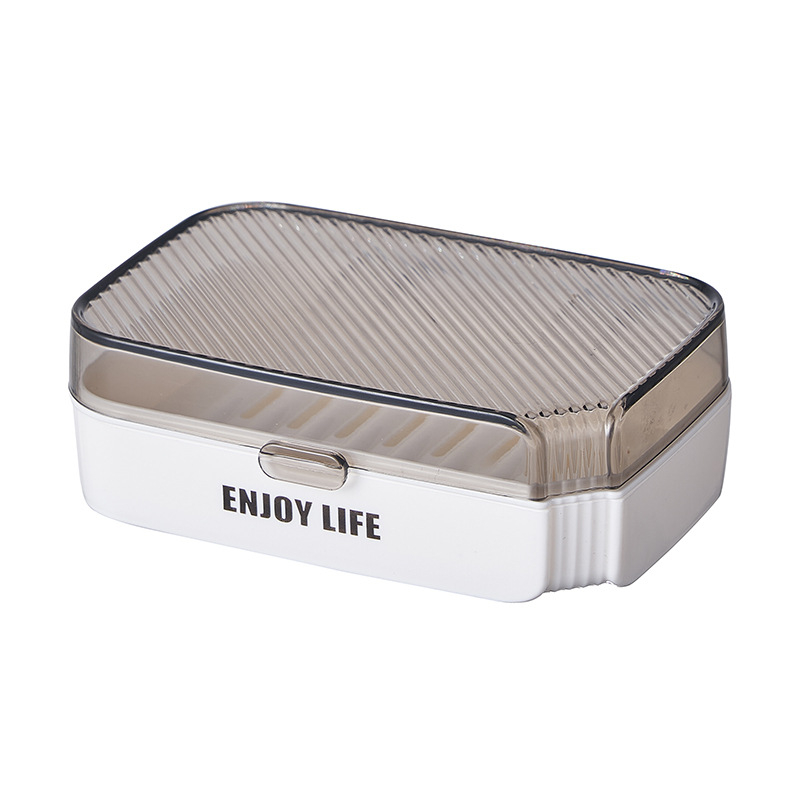 Cutie de săpun cu dungi, în stil nordic, capac transparent, pentru baie