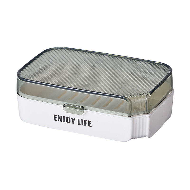 Cutie de săpun cu dungi, în stil nordic, capac transparent, pentru baie