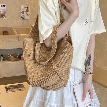 Nova pletena torba za ramena i za ruku, etničkog stila, crossbody torba od pletene trave, velika kapaciteta za plažu
