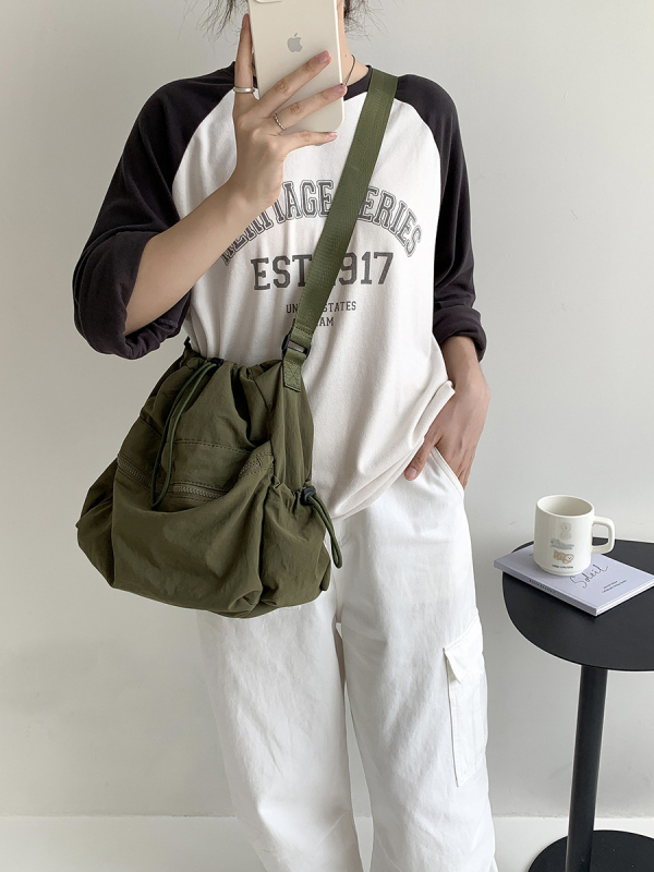 Ženska bucket torba sa šnurenjem, japanskog stila, proljeće/ljeto, velika kapaciteta, casual, nišni dizajn, svestrana