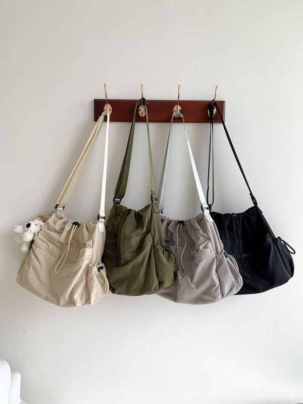 Ženska bucket torba sa šnurenjem, japanskog stila, proljeće/ljeto, velika kapaciteta, casual, nišni dizajn, svestrana