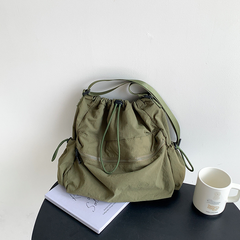 Ženska bucket torba sa šnurenjem, japanskog stila, proljeće/ljeto, velika kapaciteta, casual, nišni dizajn, svestrana