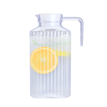 Carafă din acrilic pentru apă rece, 1,1 L, cu dungi — recipient PC pentru sucuri și băuturi, bar și ceai, rezistentă la cădere