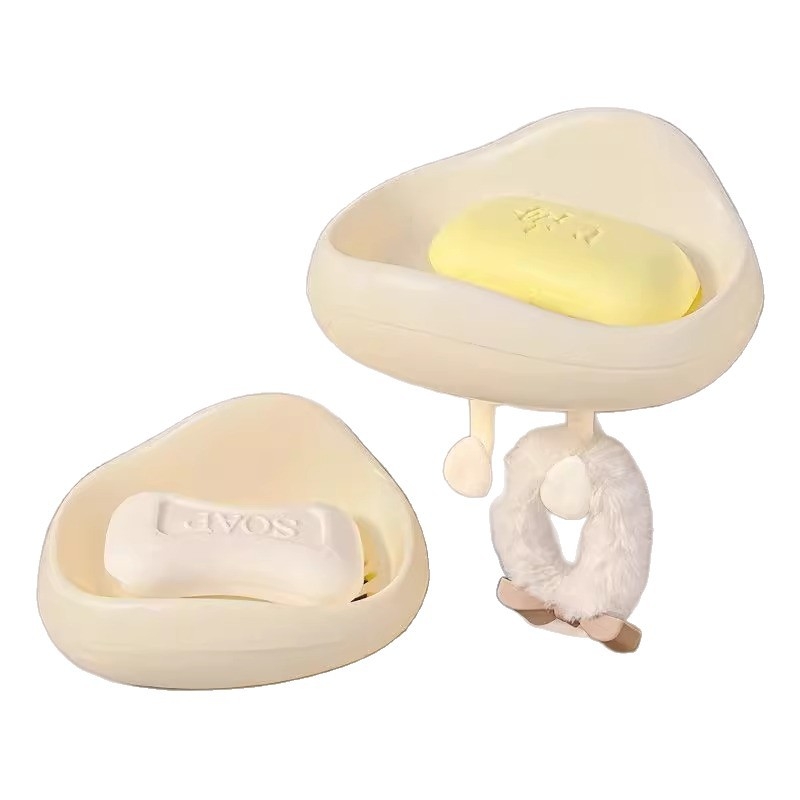Suport de săpun montat pe perete cu drenaj, fără găuri, pentru baie, design drăguț, cutie mică de săpun, multifuncțională.