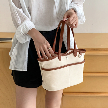 Platnena tote torba za žene, korejskog stila, velika kapaciteta, nošenje u ruci, preko ramena ili crossbody