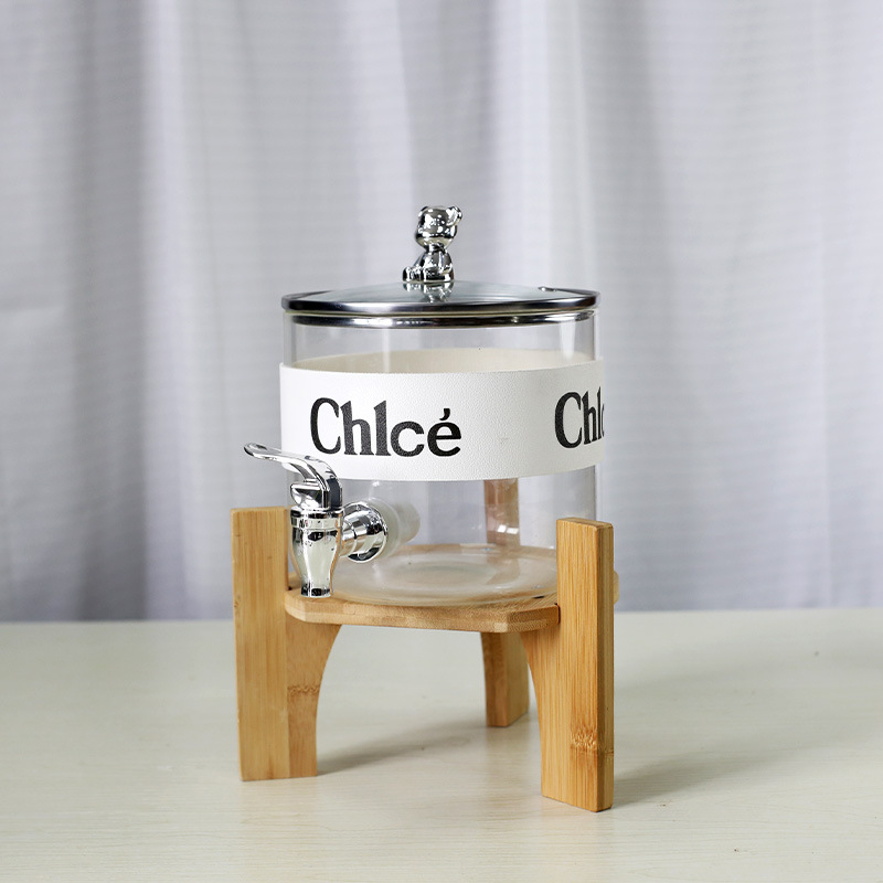 Gheață cu cadru din lemn, obiecte din borosilicat rezistente la temperaturi înalte, set de pahare electroplacate, cană pentru apă rece cu robinet, frigider în formă de urs pentru infuzare rece