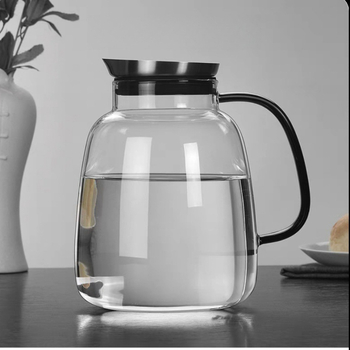 Sticlă din borosilicat neagră, cu capac din oțel, mare capacitate, rezistentă la temperaturi înalte, pentru sucuri și apă rece