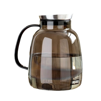 Sticlă din borosilicat neagră, cu capac din oțel, mare capacitate, rezistentă la temperaturi înalte, pentru sucuri și apă rece