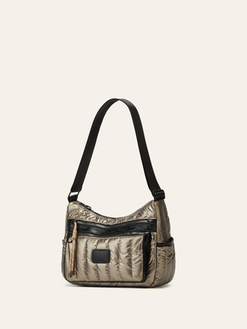 Ženska nylon messenger torba, jednofarbna, velika kapaciteta, minimalistički stil, materijal od prešivane jakne s perjem