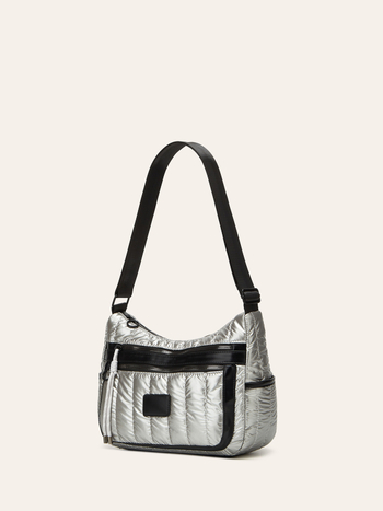 Ženska nylon messenger torba, jednofarbna, velika kapaciteta, minimalistički stil, materijal od prešivane jakne s perjem
