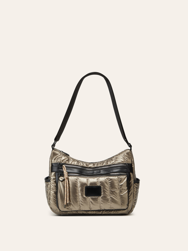 Ženska nylon messenger torba, jednofarbna, velika kapaciteta, minimalistički stil, materijal od prešivane jakne s perjem