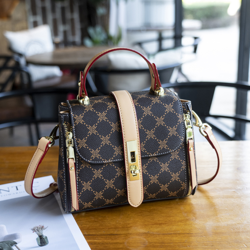 Ženska crossbody torba s kopčom za zaključavanje, karirani uzorak, mala kvadratna torba s laganim luksuznim otiskom