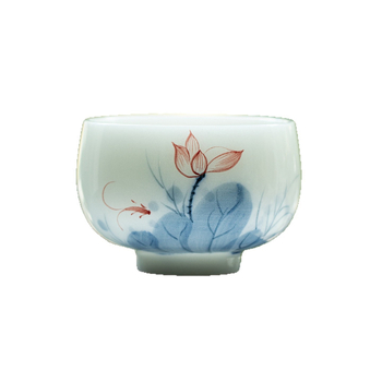 Ceșuță din porțelan jad pictată manual, set Gongfu pentru ceai, ceașcă ceramică cu colorare sub glazură pentru meditație, ceașcă de ceai din porțelan alb-înghețat, o singură ceașcă