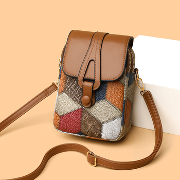 Ženska crossbody torba za telefon s višestrukim pretincima, PU koža, vertikalni mali kvadratni oblik, zatvarač, za svakodnevnu upotrebu