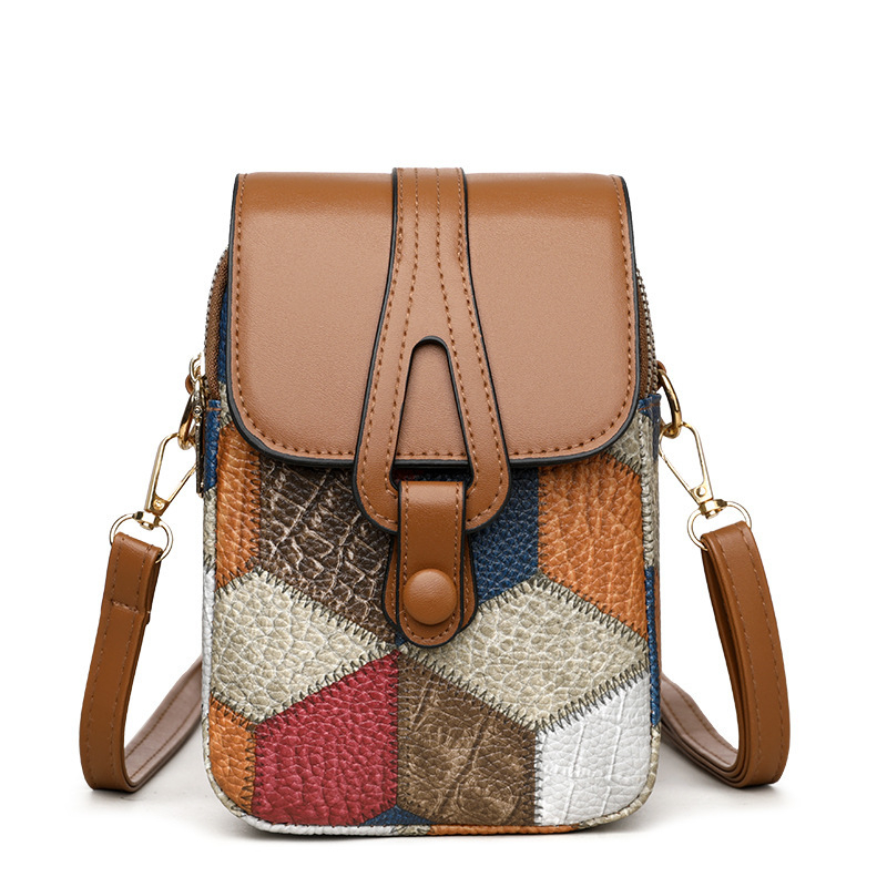 Ženska crossbody torba za telefon s višestrukim pretincima, PU koža, vertikalni mali kvadratni oblik, zatvarač, za svakodnevnu upotrebu