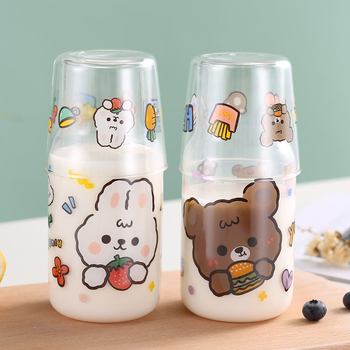 Set din sticlă borosilicată în stil japonez pentru o porție cu motiv de fată desen animat include oală ceașcă pahar pentru suc cană pentru apă rece și sticlă de apă