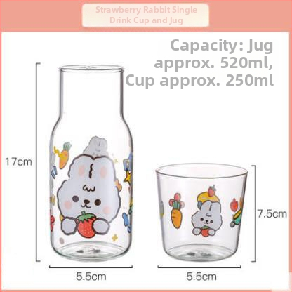 Set din sticlă borosilicată în stil japonez pentru o porție cu motiv de fată desen animat include oală ceașcă pahar pentru suc cană pentru apă rece și sticlă de apă