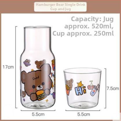 Set din sticlă borosilicată în stil japonez pentru o porție cu motiv de fată desen animat include oală ceașcă pahar pentru suc cană pentru apă rece și sticlă de apă