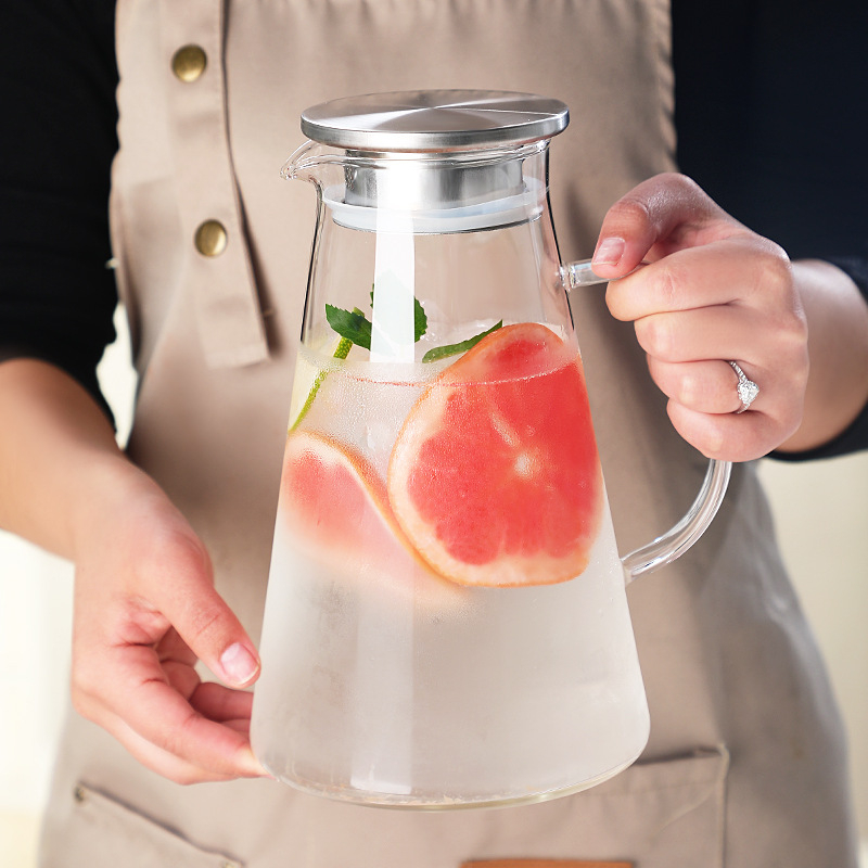 Cană din sticlă borosilicată, capacitate mare, pentru apă rece, sucuri și ceaiuri