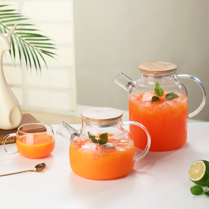 Cană din sticlă borosilicată, capacitate mare, pentru apă rece, sucuri și ceaiuri