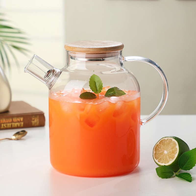 Cană din sticlă borosilicată, capacitate mare, pentru apă rece, sucuri și ceaiuri