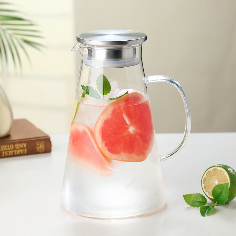 Cană din sticlă borosilicată, capacitate mare, pentru apă rece, sucuri și ceaiuri