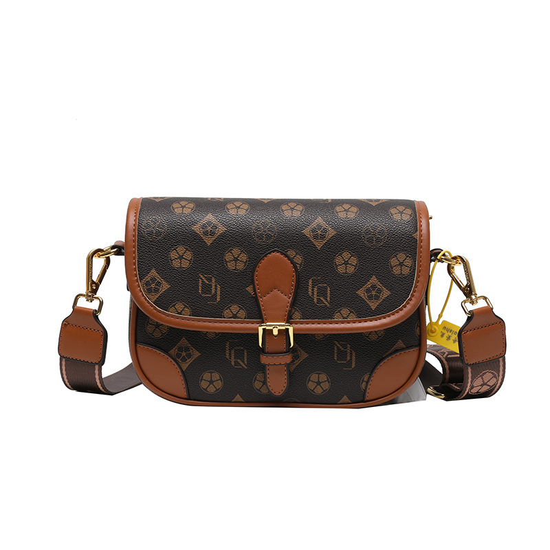 Ženska crossbody torbica s tiskom, mali kvadratni oblik, široka trakica, vrhunska tekstura