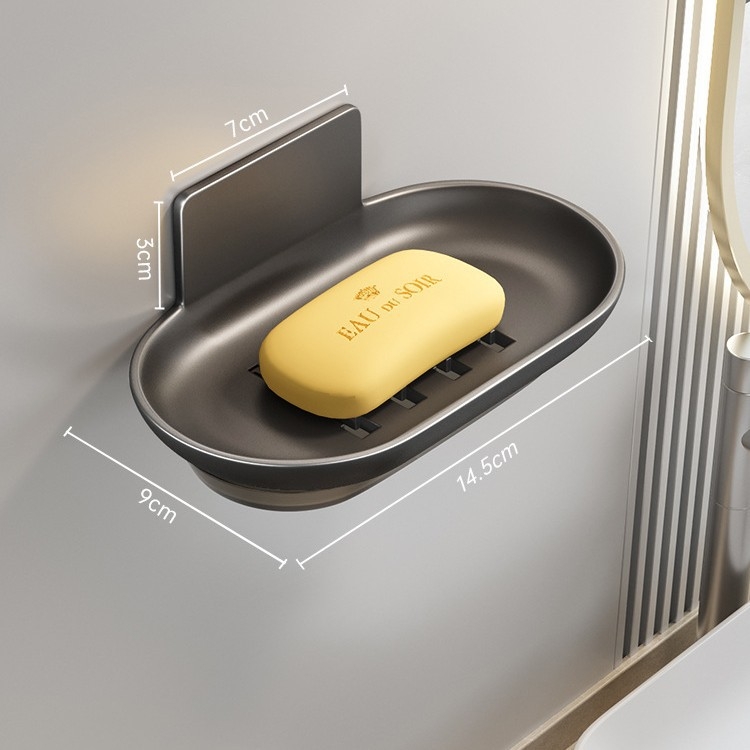 Raft de săpun din aluminiu spațial, cu cutie de colectare a apei, montat pe perete, demontabil și lavabil