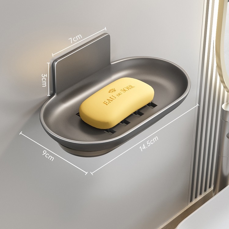 Raft de săpun din aluminiu spațial, cu cutie de colectare a apei, montat pe perete, demontabil și lavabil
