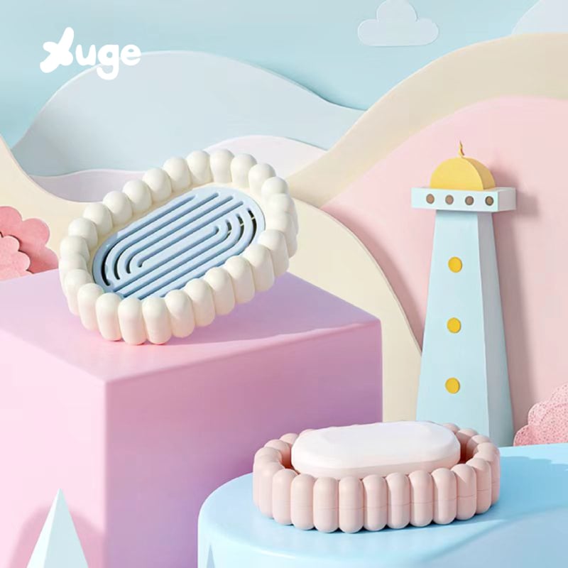 Recipient de săpun din material mat, design premium, cutie de depozitare cu drenaj în două niveluri pentru baie și toaletă