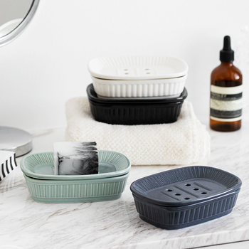 Cutie pentru săpun ceramică, stil nordic minimalist, cu două niveluri și tavă de drenaj