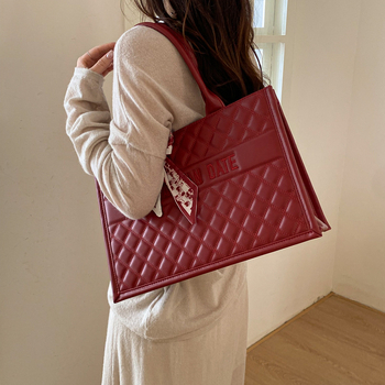 Crvena ženska torba sa svilenim šalom, retro stil, tote torba za svakodnevnu upotrebu