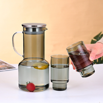 Carafă din sticlă pentru apă rece, uz casnic, rezistentă la temperaturi înalte, multifuncțională, capacitate mare, culoare naturală, personalizare cu logo
