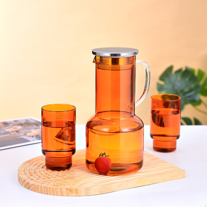 Carafă din sticlă pentru apă rece, uz casnic, rezistentă la temperaturi înalte, multifuncțională, capacitate mare, culoare naturală, personalizare cu logo