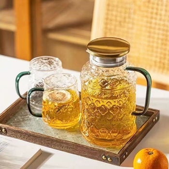 Ceainic din sticlă pentru apă rece, rezistent la temperaturi înalte, cu capacitate mare, pentru uz casnic — set ceai și suc