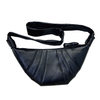 Ženska torba od prave kože s ovčjim kožom, kroasan oblik, za rameni i crossbody