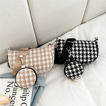 Korejski stil: novi modni set dviju torbi za žene, crossbody, karirani uzorak, najlon