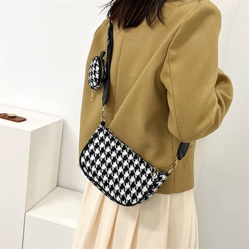 Korejski stil: novi modni set dviju torbi za žene, crossbody, karirani uzorak, najlon