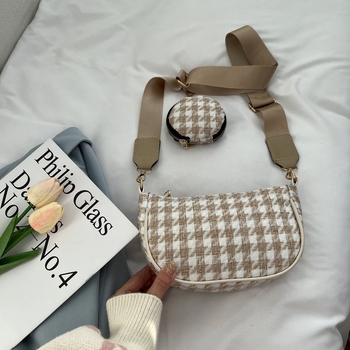Korejski stil: novi modni set dviju torbi za žene, crossbody, karirani uzorak, najlon