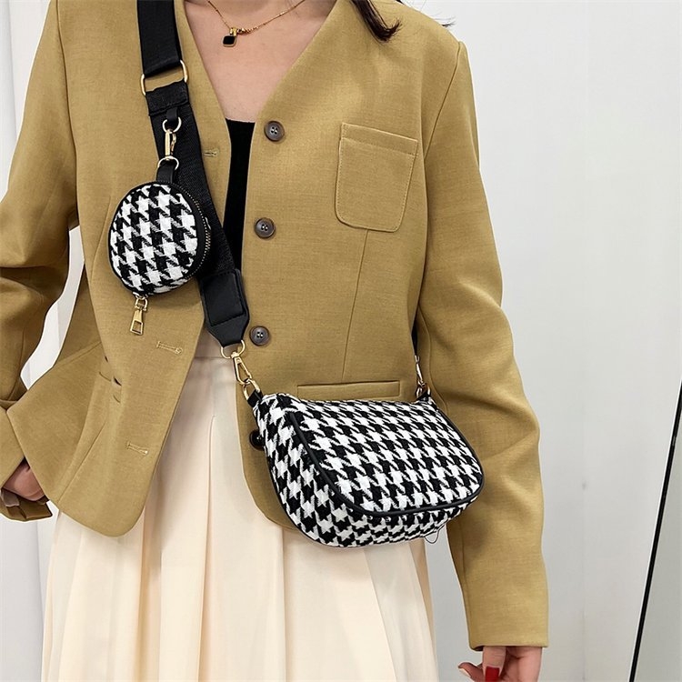 Korejski stil: novi modni set dviju torbi za žene, crossbody, karirani uzorak, najlon