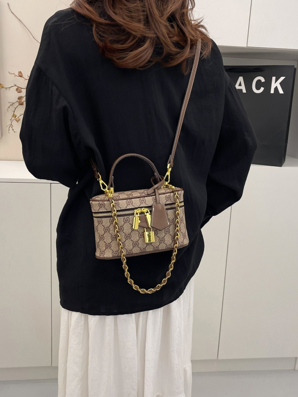 Monica Qiqi modna tiskana kvadratna torba za rame i crossbody, retro zapadnjački stil, ženska kozmetička torba