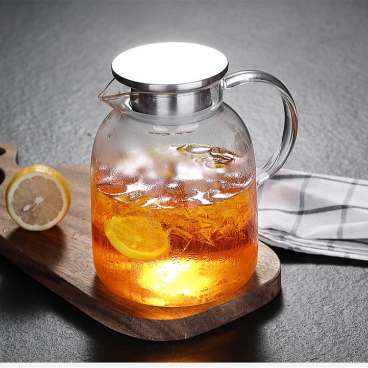 Cană din borosilicat cu capacitate mare, pentru apă rece și fierbinte, suc, încălzibilă, design modern minimalist cu inel auriu