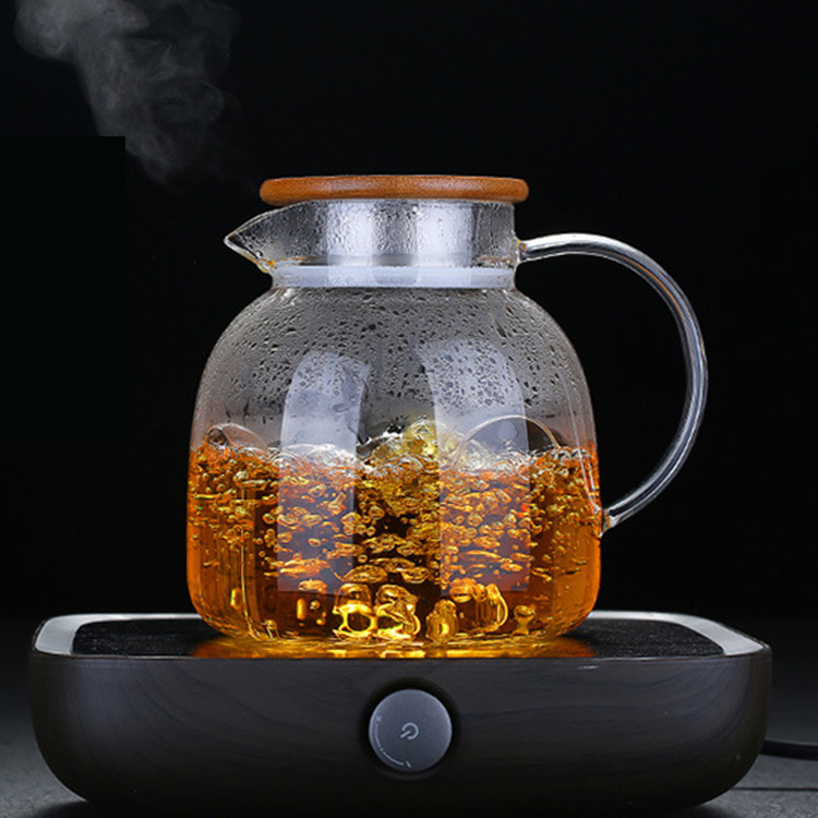 Cană din borosilicat cu capacitate mare, pentru apă rece și fierbinte, suc, încălzibilă, design modern minimalist cu inel auriu