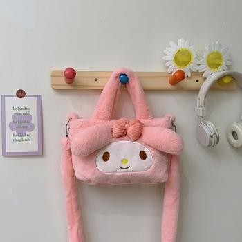 Plišana ženska crossbody torba, mala torba s karikaturnim dizajnom za svakodnevnu upotrebu