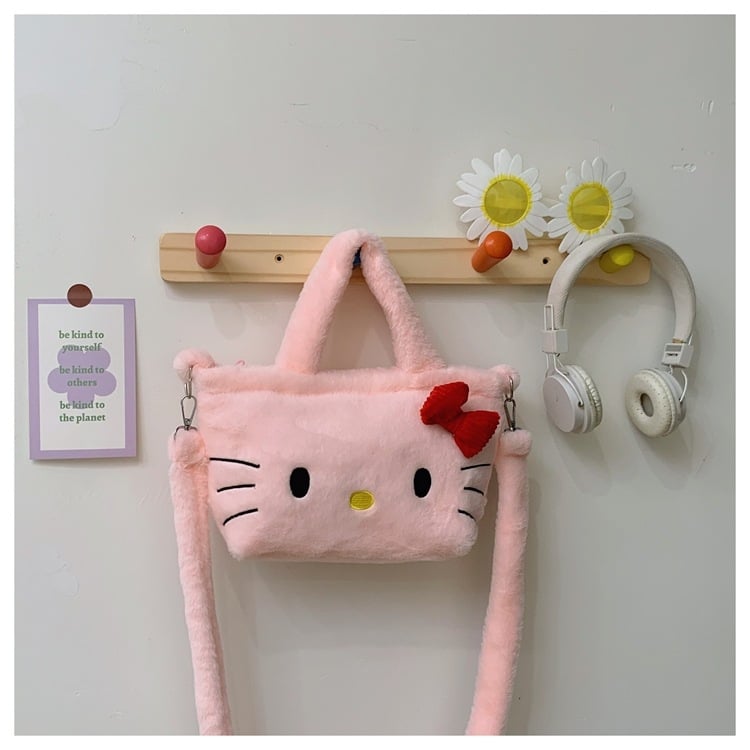 Plišana ženska crossbody torba, mala torba s karikaturnim dizajnom za svakodnevnu upotrebu