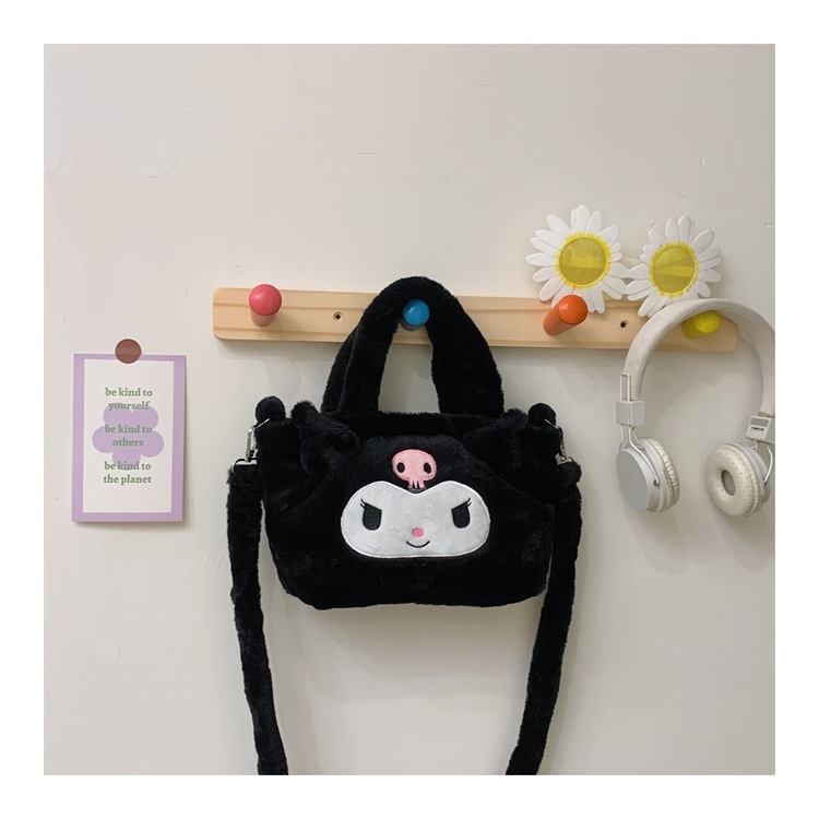 Plišana ženska crossbody torba, mala torba s karikaturnim dizajnom za svakodnevnu upotrebu