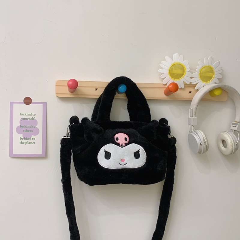 Plišana ženska crossbody torba, mala torba s karikaturnim dizajnom za svakodnevnu upotrebu